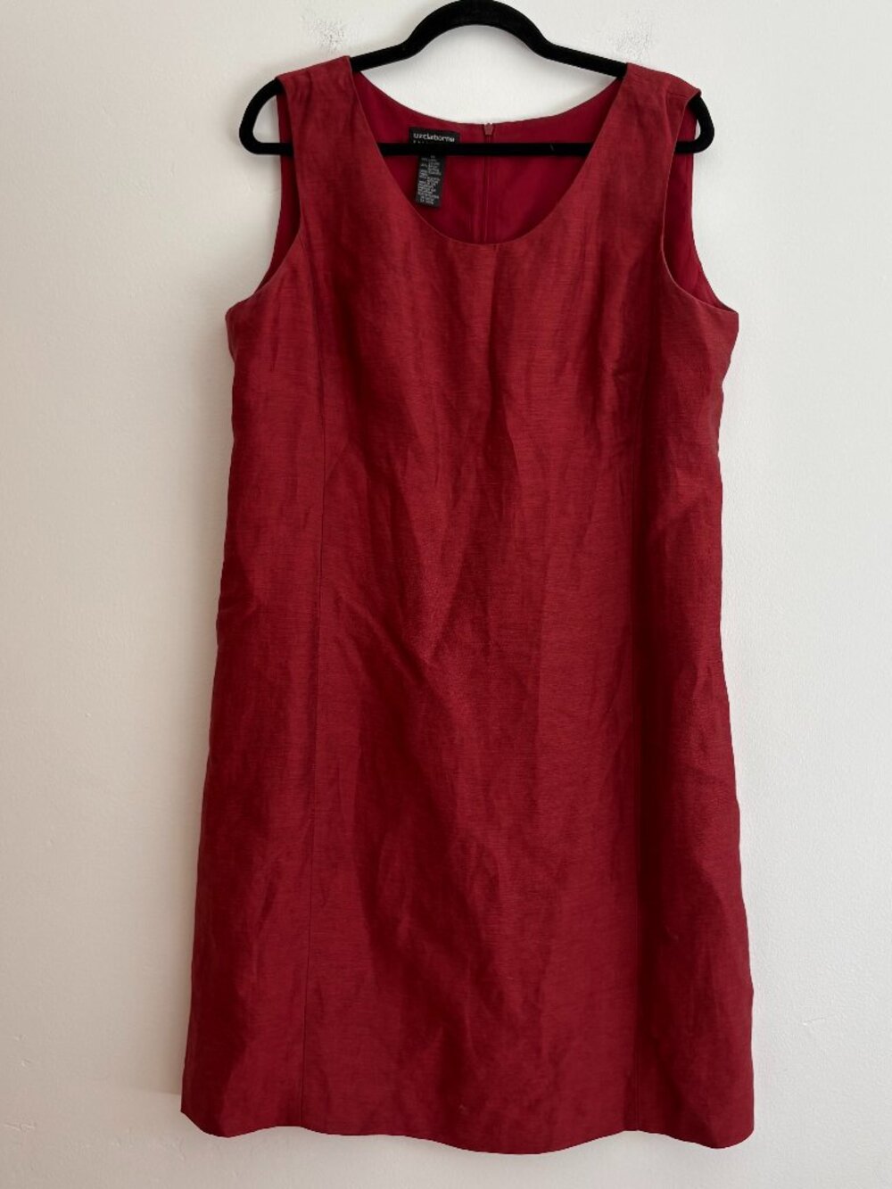Liz Claiborne Linen Blend Red Shift Dress Lagenlook Beach Spring Vacation 14